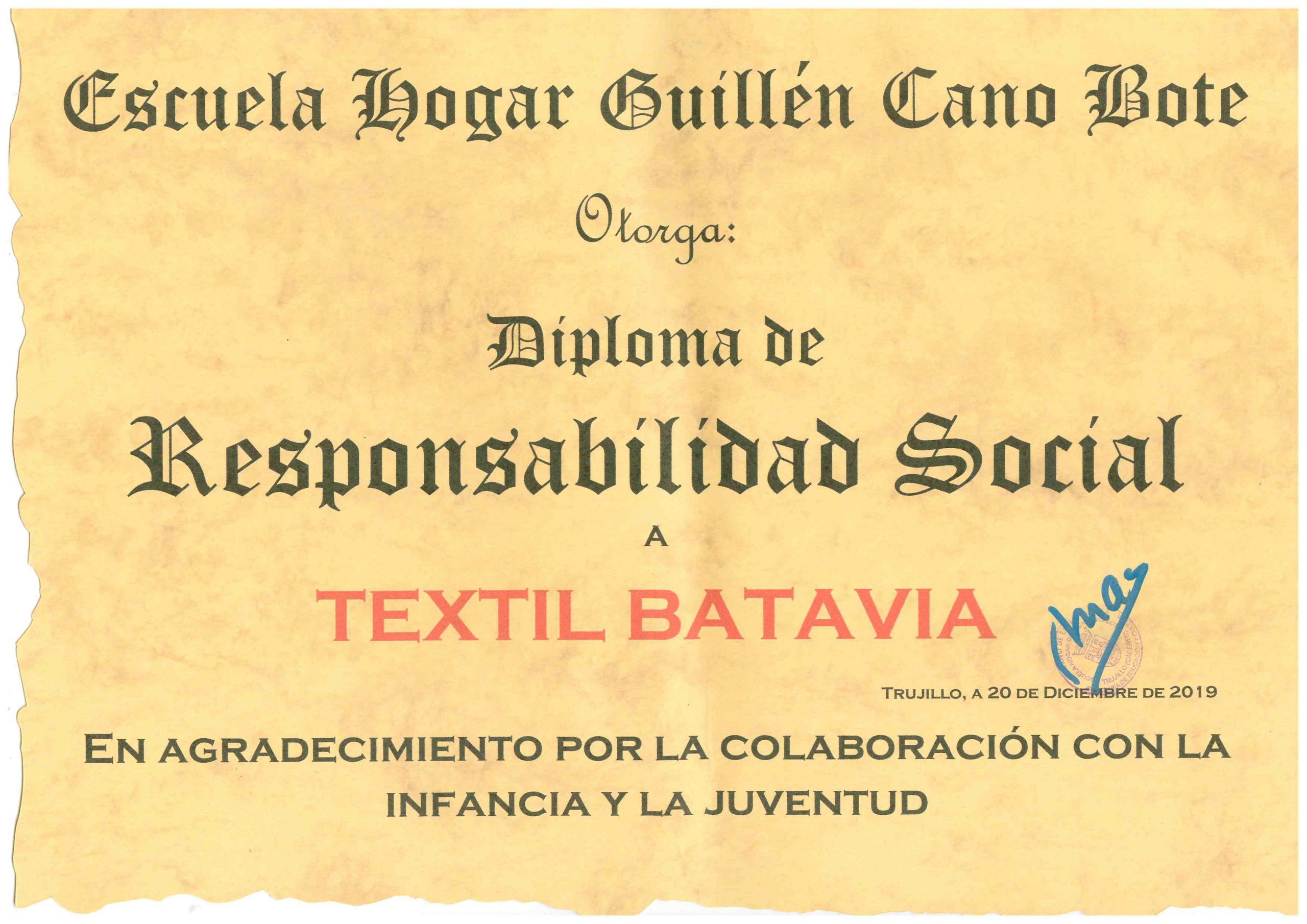 En este momento estás viendo TEXTIL BATAVIA es premiada por su Responsabilidad Social